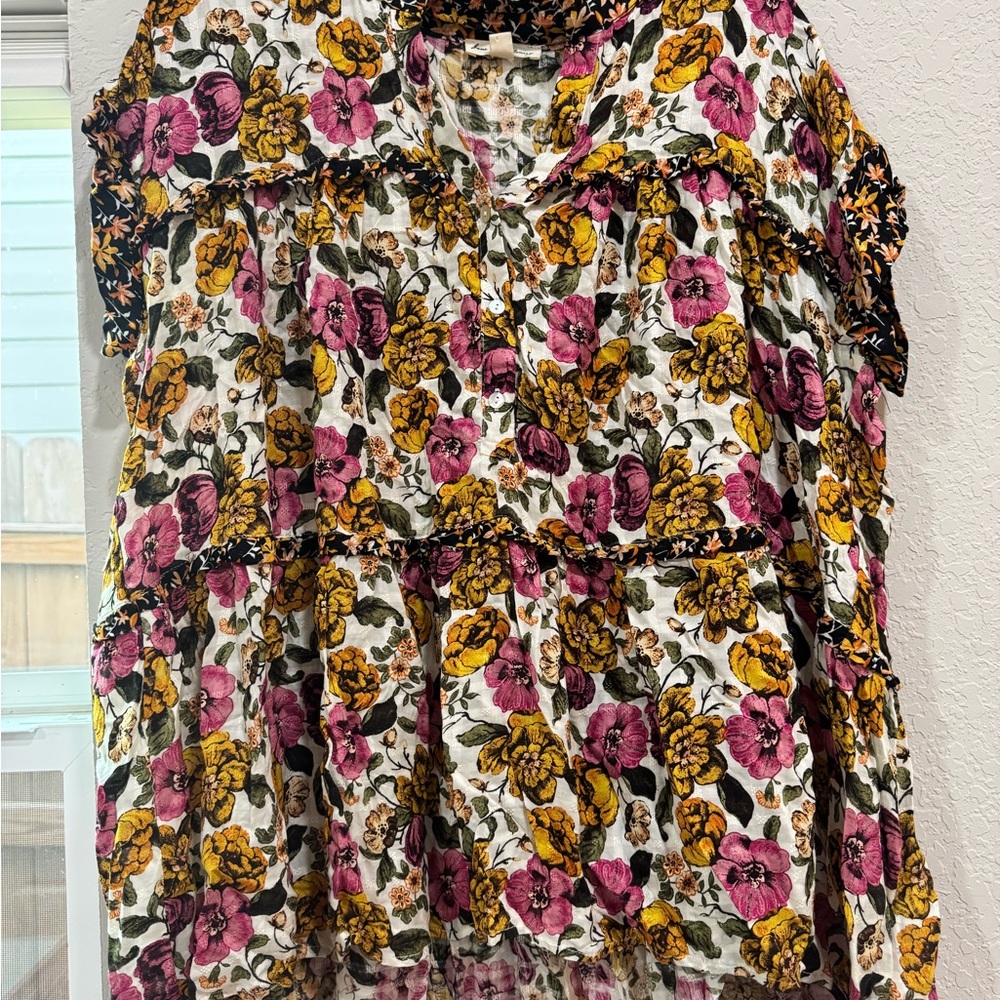 Jane and Delancey Floral Blouse - Pink, Yellow, Black